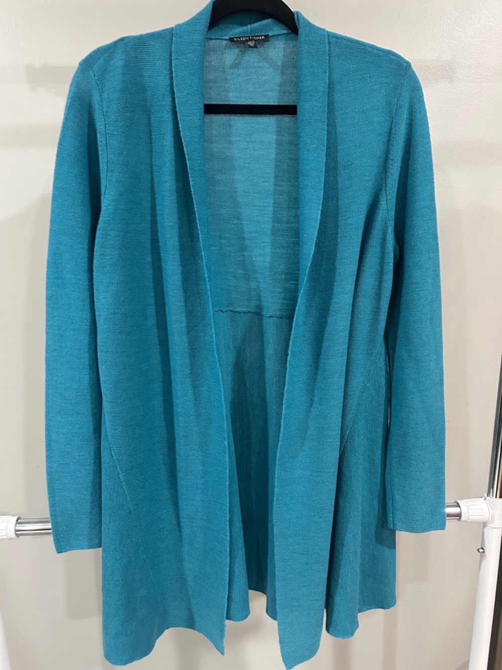 Eileen Fisher Teal Open Front Lightweight Cardigan